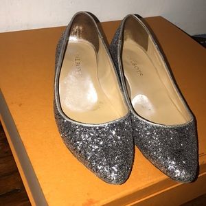 Glitter, blue talbots pointed tip flats.